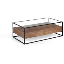 Pdcor - Mesa rectangular chapada en nogal Naia, 120 x 70 x 40 cm (largo x ancho x alto)