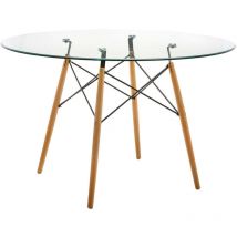 Saldosystocks - Mesa Redonda de Cristal Templado Tower 120cm. Comedor o Cocina