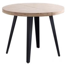 Adec - Mesa redonda extensible Berg roble nordish patas negras 76 cm(alto) 120/160/200cm(ancho) 120cm(largo)