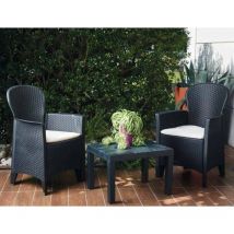 Ipae Progarden - Outdoor-lounge-set Foggia, Gartengarnitur Mit 2 Sesseln Und 1 Couchtisch, Sitzgruppe In Rattan-optik Mit Kissen, 100 % Made In Italy,