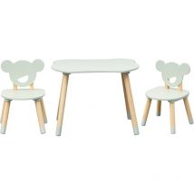 Mobili Rebecca - Mesa y 2 sillas para niños Rebecca Mobili Aniba 44x60x56 mdf Pino Verde agua Marrón conjunto 3 pzs