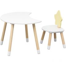 Mobili Rebecca - Mesa y silla para niños Rebecca Mobili Buriti 44x60x40 mdf Pino Blanco Marrón conjunto 2 pzs