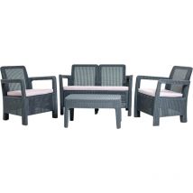 Conjunto de Jardín exterior tarifa lounge sofá + sillones + mesa color grafito resina alta resistencia terraza sillas - Keter