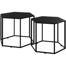 Mesas de centro hexagonales de metal negro (set de 2) - Eclipse