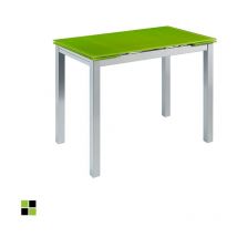 Momma Home - Mesa de Cocina Extensible - Modelo calcuta - Material Cristal Templado/Metal - Medidas 100/140 x 60 x 76 cm Color: Green - Green