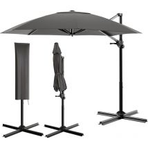 Parapluie romain simple rond de 3,3 m, parasol, protection solaire Dessus simple gris foncé - Devoko