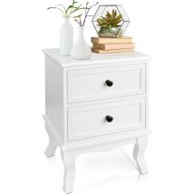 Miadomodo - Mesita de Noche - 34x29,5x50 cm, 2 Cajones, mdf y Madera, Blanca - Mesillas de Noche Dormitorio, Habitación, Mesa Cabecera, Bedside