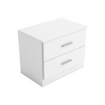 Mirakemueble - Mesita 2 Cajones Couple - Blanco - Blanco