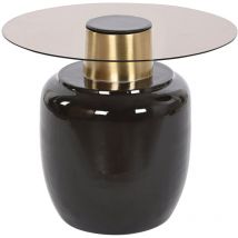 Fijalo - Mesita Auxiliar Cristal Metal 59X59X46 Negro