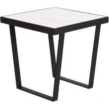 Fijalo - Mesita Auxiliar Metal Piedra Sinterizada 50X50X50