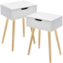 [en.casa] - Conjunto de 2 mesitas auxiliares Östersund con cajón 60x40x30 cm - Blanco