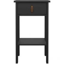 Mesita de noche 1 cajón, 1 estante negro mate H70,1 cm - barcelone