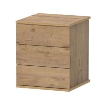 Ptarch - Mesita de noche 3 cajones Dana acabado roble gold, 45 cm(alto)38 cm(ancho)34 cm(fondo)