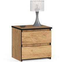 Mesita de noche AKORD CL2 Roble Craft 40 cm 2 cajones frente en color Roble Craft 40x35x40 cm