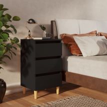 Mesita de noche con patas, Mesa Auxiliar, Mesa para Dormitorio de madera maciza negra 40x35x69 cm BGT83651 Bonnevie
