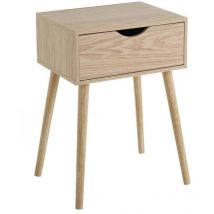 Wadiga - Mesita de Noche de 1 cajón Beige de Madera mdf de 40x30x57 cm -