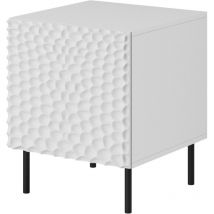 Mesita de noche hole set de dos frente fresado placa mdf blanco mate