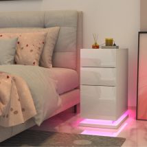 Chleby - Mesita de Noche led - Mesita de Noche Blanca, Compacta y Versátil, Inteligente, Mesita de Noche Estrechas Sencilla con un 3 cajón Adecuada