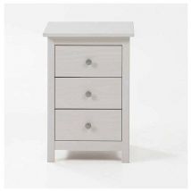 Dgr-import - Mesita madera maciza con tres Cajones Tabac acabado blanco translucido 63 cm(alto)43 cm(ancho)35 cm(fondo)