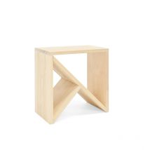 Mesita de madera maciza en tono natural de 40x40cm