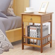 Mesitas Noche de Bambú Dormitorio con Cajón Mesilla Auxiliar para Sofá Salón Dormitorio Pasillo, 30x30x49cm