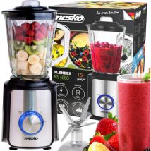 Adler - Mesko ms 4080 Blender Mixeur en Verre de 1,5 Litres, 2 Vitesses+ Pulse, Broyeur à Glace 1200W Noir/Argent