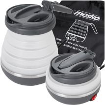 Mesko - MS1375 Hervidor Agua Eléctrico Plegable, 0,6L, Silicona sin bpa, Resistencia Oculta, Apagado Automátic 750W Blanco