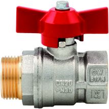 Kugelhahn - Messing - m/f - Roter Schmetterlingsgriff 12X17 - PN50