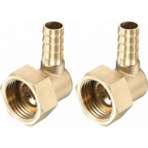 Jalleria - Messing-Schlauchtülle, Winkelstück, 10 mm x G1/2 Innengewinde, Schlauchanschluss mit Überwurfmutter für Wasser, Kraftstoff, Luft, 2 Stück