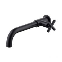 Sjqka - Messing-Waschtischmischer, Kaltwasser-Wasserhahn, Wandhalterung, Kaltwasser-Wandhalterung, 1/2 Zoll Badewannen-Wandanschluss, Mattschwarz
