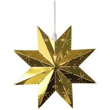 Star Trading Kleiner Metallstern ,Classic' mit E14 Fassung, Lochmuster, strombetrieben, Messing, ø 28cm