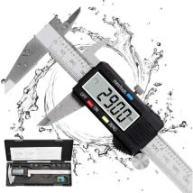 Messschieber, digitaler Messschieber, 150 mm, Edelstahl, großes LCD-Display, einstellbare Genauigkeit 0,01 mm, mm/Zoll-Umrechnung,