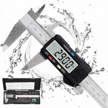 Messschieber, Digitaler Messschieber 150 mm, Edelstahl, großes LCD-Display, einstellbare Genauigkeit 0,01 mm, mm/Zoll-Umrechnung,
