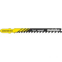 Metabo - 5 Stichsägeblätter 'fast wood' 74/ 4,0-5,2 mm, progressiv, hcs, mit Eintauchspit