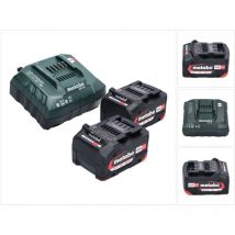 Metabo - Basis Set 2x Li-Power Akkupack 18 v 4,0 Ah cas Li-Ion Akku ( 2x 625027000 ) + asc 55 Ladegerät ( 627044000 )