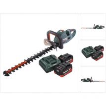 Hs 18 ltx bl 55 Taille-haie sans fil 18 v 50 cm Brushless + 2x batterie 5,5 Ah + chargeur + chargeur de batterie - Metabo