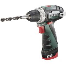 PowerMaxx bs Basic 600984000 Trapano avvitatore a batteria 12 v 2.0 Ah Li-Ion incl. seconda batteria, incl. cari - Metabo