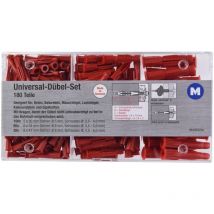 Set universali, 180 Pezzi, ø 5/6/8 mm, Made in Germany, per fissaggi in Materiali da Costruzione pieni e Cavi, Multiuso, tasselli di espansione, Tre