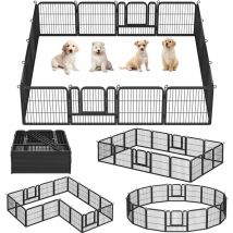 Manochoice - Yaheetech Metal 16 Panels Pet Playpen Dog Exercise Barrier, 63cm w x 63cm h, Black