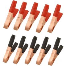 Metal Alligator Clips Terminal Test Clamps 50A Electrical Battery Crocodile Clamp Copper Plated Insulated Alligator Clips 10 Pack