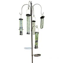 Metal Complete Bird Feeding Station with 5 Large Feeders