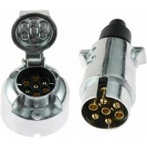 Métal et Fiche Électrique remorque, Prise Attelage 7 Broches Femelle 12V Connecteur Prise Remorque Male 7 Broches Alliage D'aluminium Étanche pour