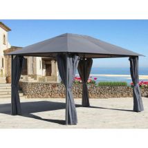 Metal Garden Pavilion Nice 3x4m Grey with 4 Side Panels Party Tent
