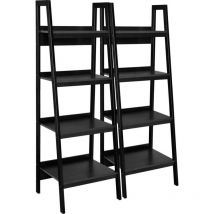 Metal Ladder 4 Shelves Bookcase - Black