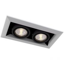 Metal Modern Foco Empotrable Twin Cuadrado Blanco, 2 Luces, GU10