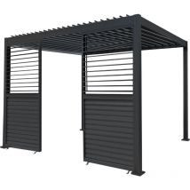 Jardí - Anthracite Aluminium Pergola With 2 x Shutter Panels - 3m x 3m