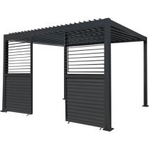 Jardí - Anthracite Aluminium Pergola With 2 X Shutter Panels - 3m X 4m