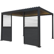 Jardí - Anthracite Aluminium Pergola With led Lights & 2 x Shutter Panels