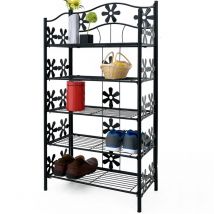 Garden Storage Metal Shelf Terrace Balcony Patio Outdoor Rack 50-112cm 5 Böden, Höhe 112 cm (de)