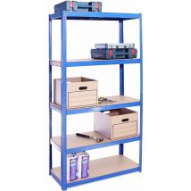 Briefness - Metal Racking, Steel & mdf Boltless Shelves, 180cm x 90cm x 40cm, Blue 5 Tier (175KG Per Shelf), 875KG Capacity Garage Shed Storage